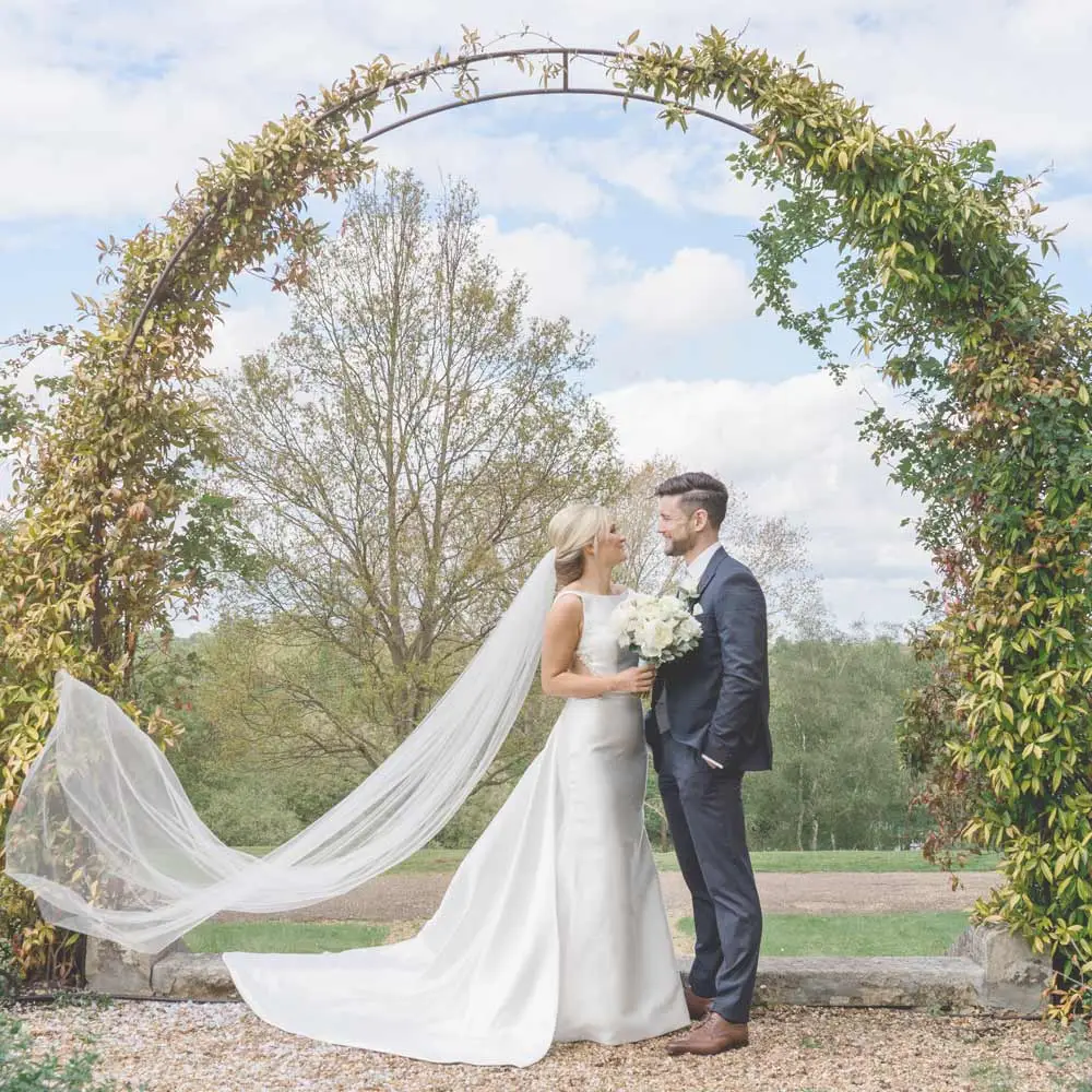 Wedding photos in the grounds of Oatlands Park Hotel